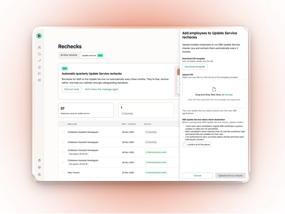 Bulk Upload Existing Employees to Zinc’s Automated DBS Update Service Rechecks2