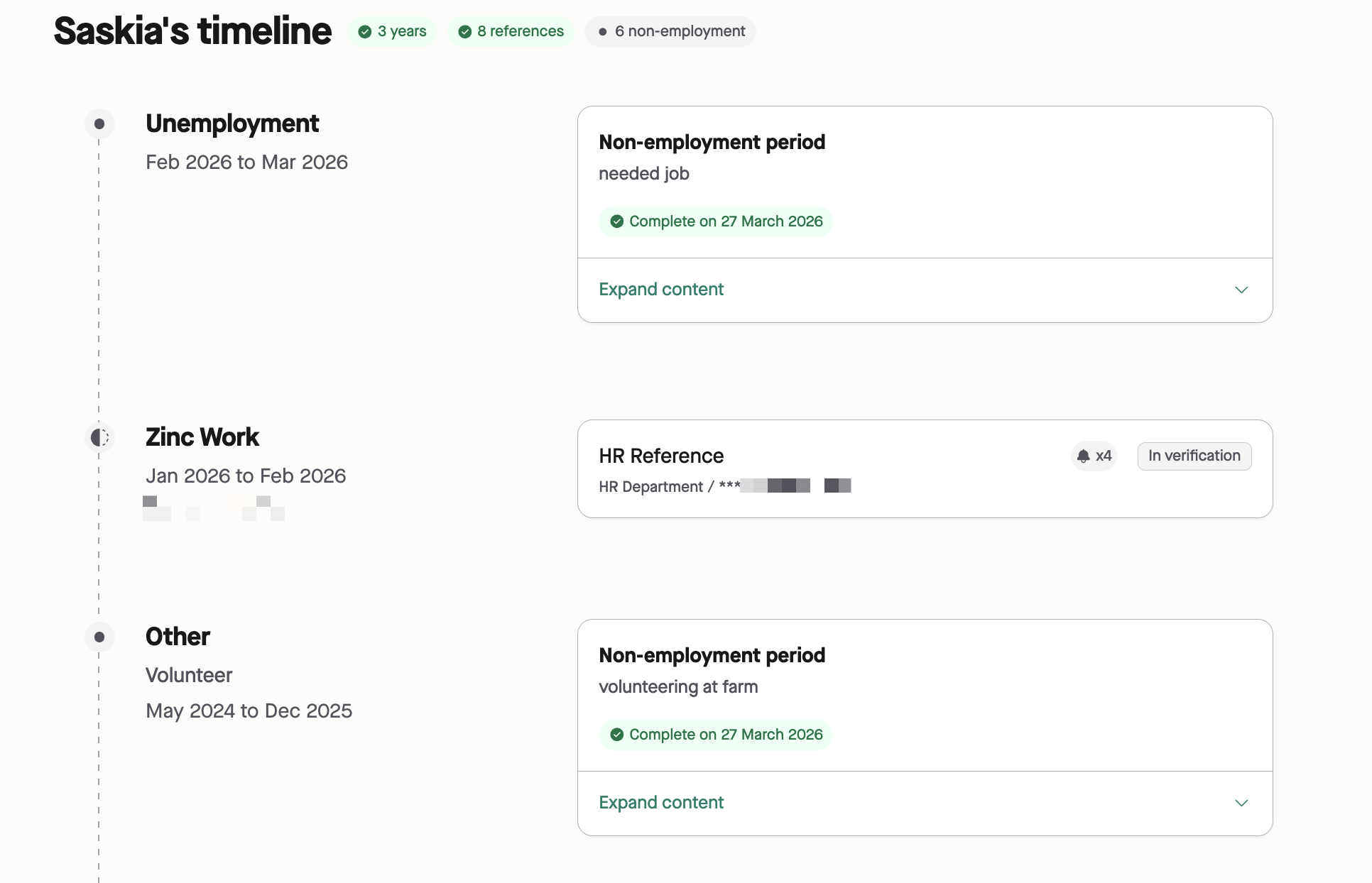 Reference Check Timeline